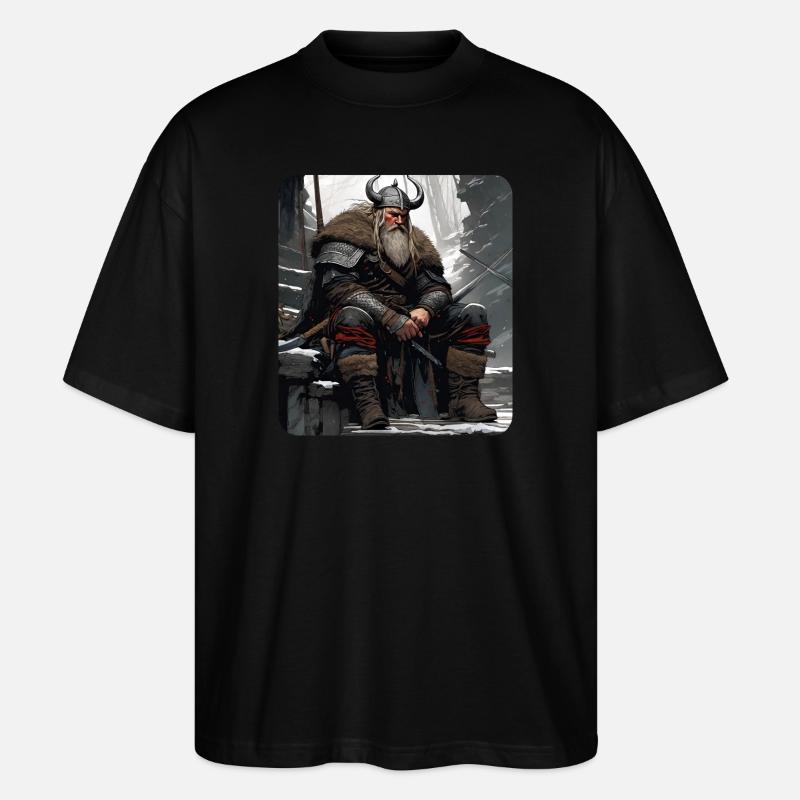 Fier guerrier viking germanique - T-shirt bio Blaster 2.0 coupe oversize Stanley/Stella Unisexe - noir