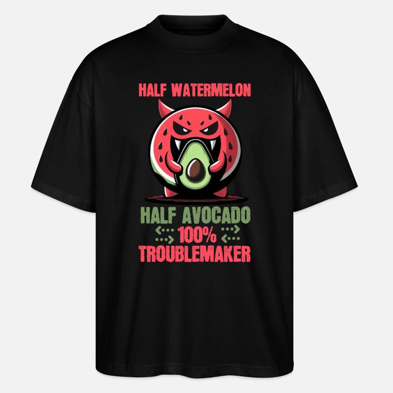 Mi-pastèque, mi-avocat, tous les ennuis ! - T-shirt bio Blaster 2.0 coupe oversize Stanley/Stella Unisexe - noir