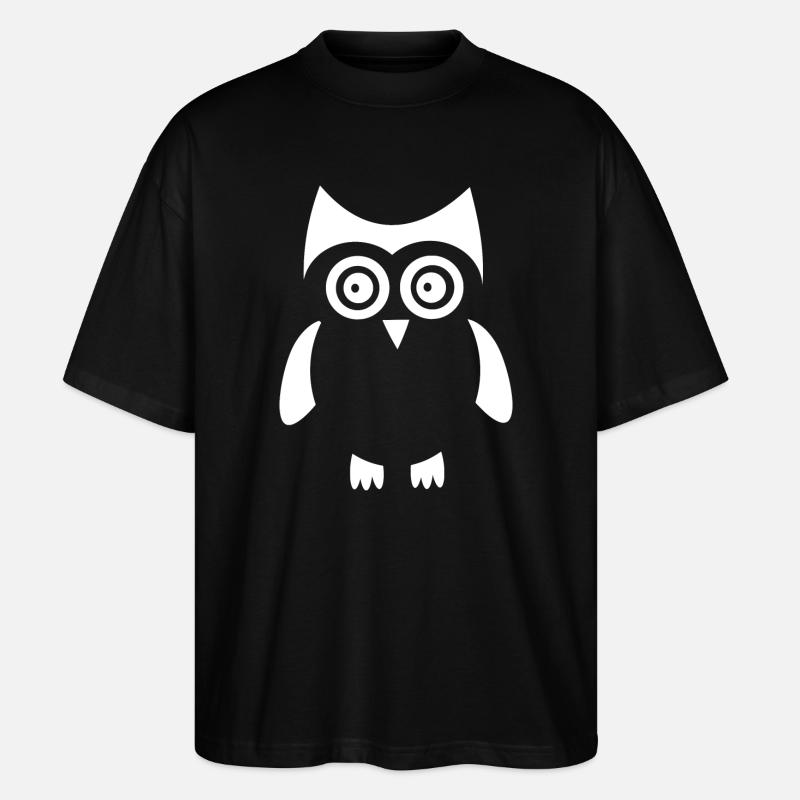 weiße Eule Vogel weiß - Stanley/Stella Oversized Unisex Bio T-Shirt Blaster 2.0 - Schwarz