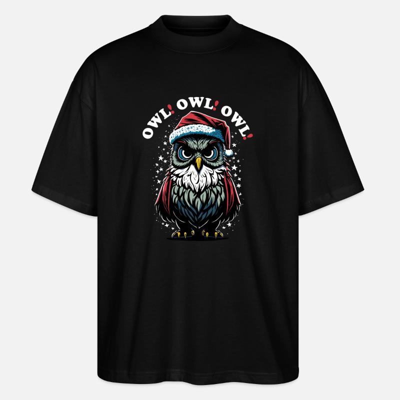 Weihnachtsmann Eule - Stanley/Stella Oversized Unisex Bio T-Shirt Blaster 2.0 - Schwarz