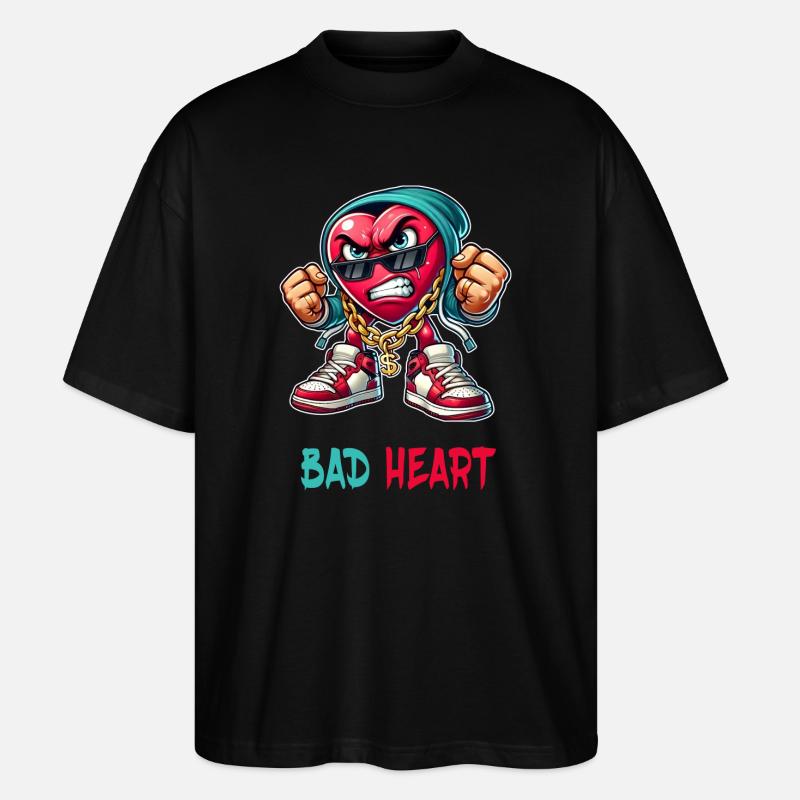Böses Herz Design - Stanley/Stella Oversized Unisex Bio T-Shirt Blaster 2.0 - Schwarz