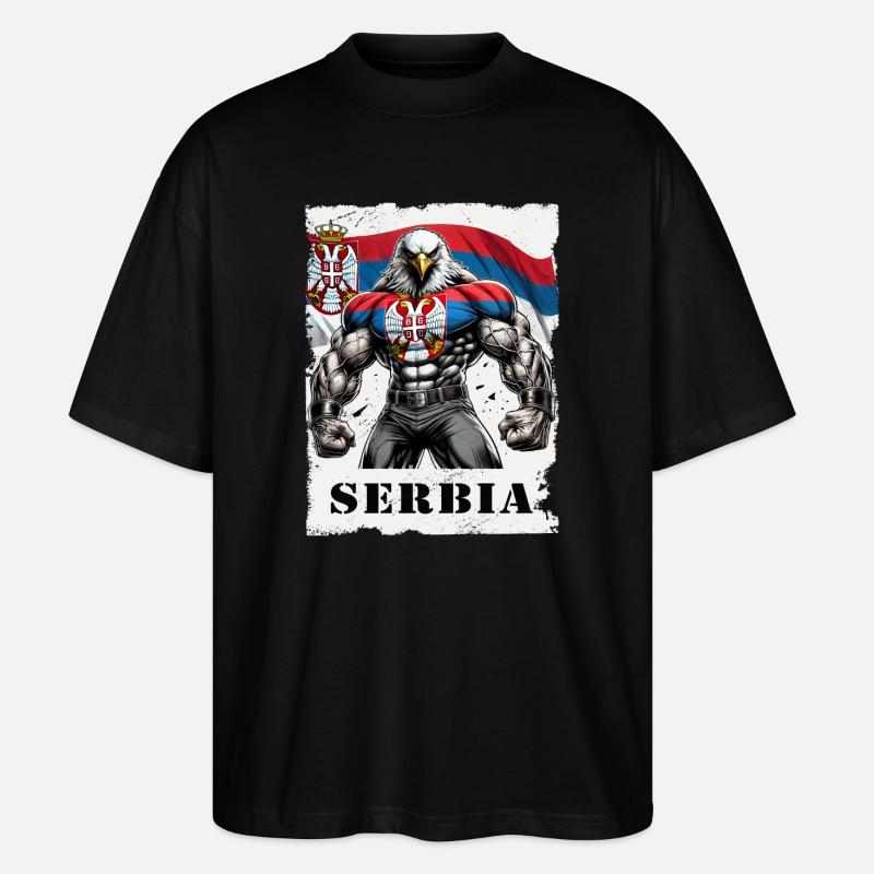 Design de musculation Serbia Eagle - T-shirt bio Blaster 2.0 coupe oversize Stanley/Stella Unisexe - noir