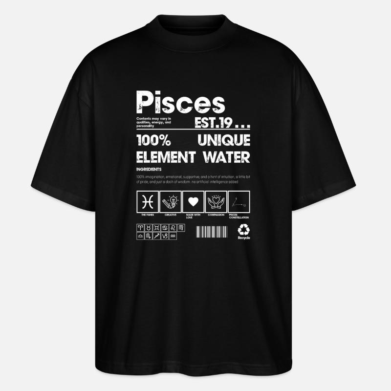 Pisces Water Element Art - Stanley/Stella Oversized Unisex Organic T-shirt Blaster 2.0 - black