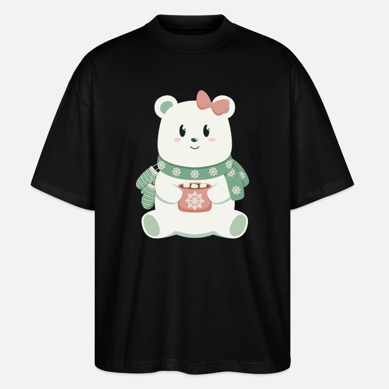 Eisbär mit Schleife - Stanley/Stella Oversized Unisex Bio T-Shirt Blaster 2.0 - Schwarz