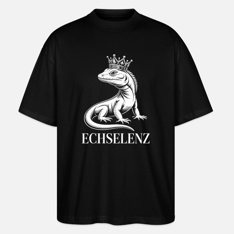 Echselenz Lustige Echse - Stanley/Stella Oversized Unisex Bio T-Shirt Blaster 2.0 - Schwarz