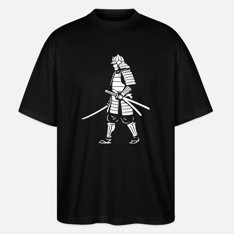 Samurai Krieger Gehend Rüstung Vektor - Stanley/Stella Oversized Unisex Bio T-Shirt Blaster 2.0 - Schwarz