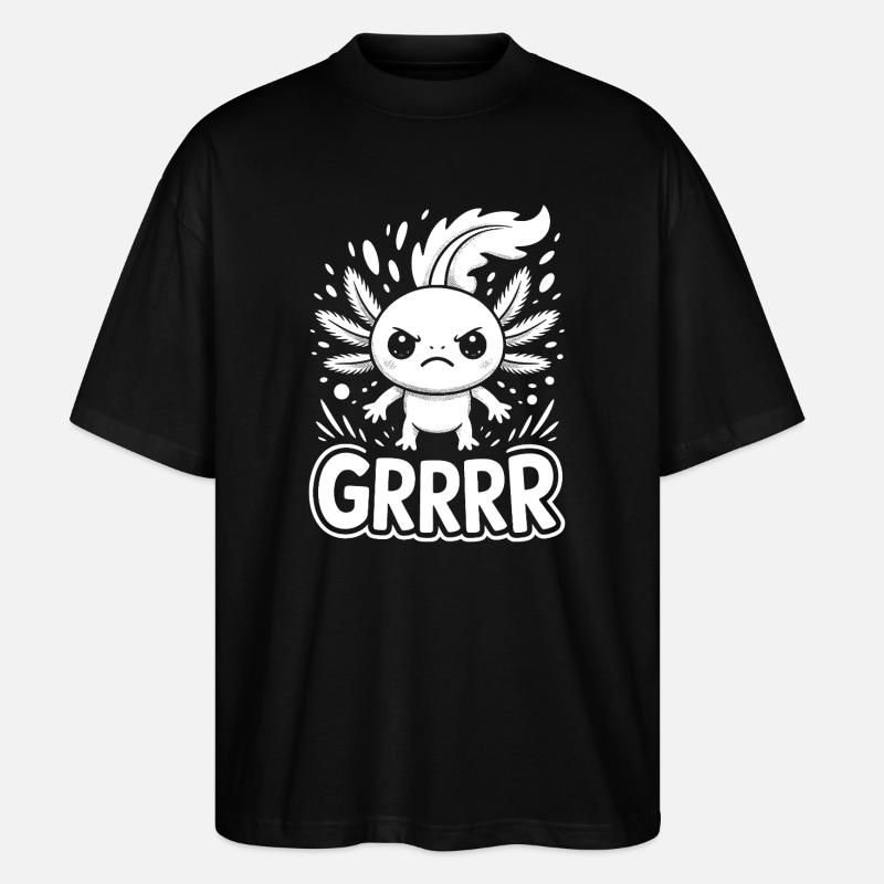 Grump Axolotl - Stanley/Stella Oversized Unisex Bio T-Shirt Blaster 2.0 - Schwarz