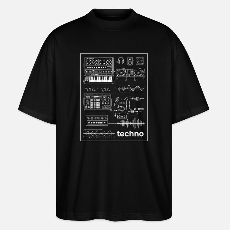 Synthèse en studio techno - T-shirt bio Blaster 2.0 coupe oversize Stanley/Stella Unisexe - noir
