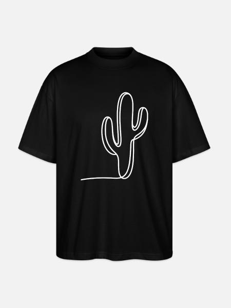 Cactus Line Drawing Design - Stanley/Stella Oversized Unisex Organic T-shirt Blaster 2.0 - black