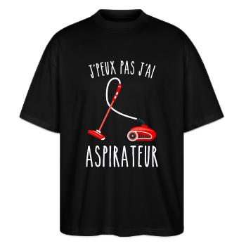 J peux pas j ai aspirateur - T-shirt bio Blaster 2.0 coupe oversize Stanley/Stella Unisexe - noir - Devant - Alina (178cm) & Michal (187cm)