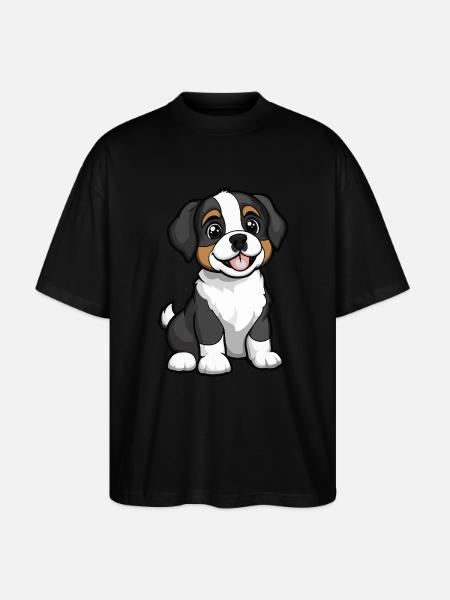 Chien Saint-Bernard Mignon - T-shirt bio Blaster 2.0 coupe oversize Stanley/Stella Unisexe - noir