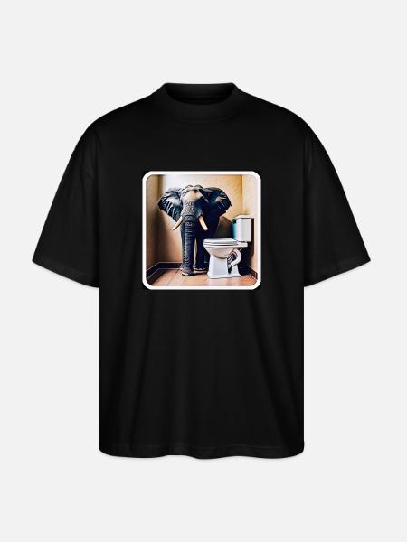 Elephant standing in the toilet - Stanley/Stella Oversized Unisex Organic T-shirt Blaster 2.0 - black