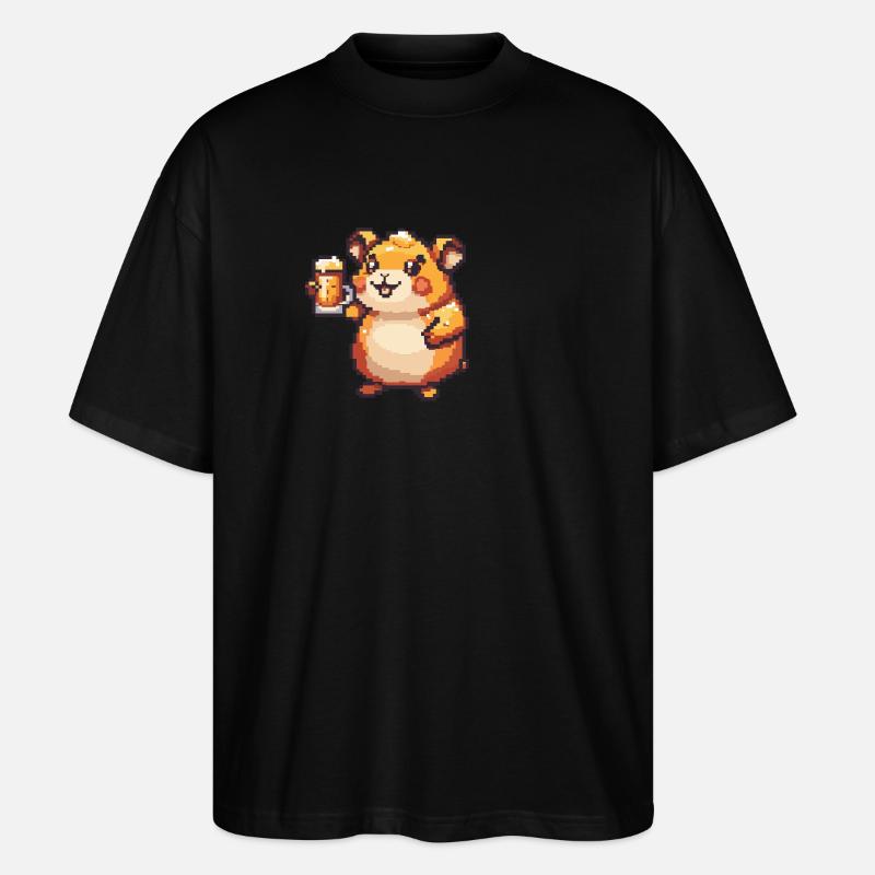 Bière Hamster Pixel - T-shirt bio Blaster 2.0 coupe oversize Stanley/Stella Unisexe - noir