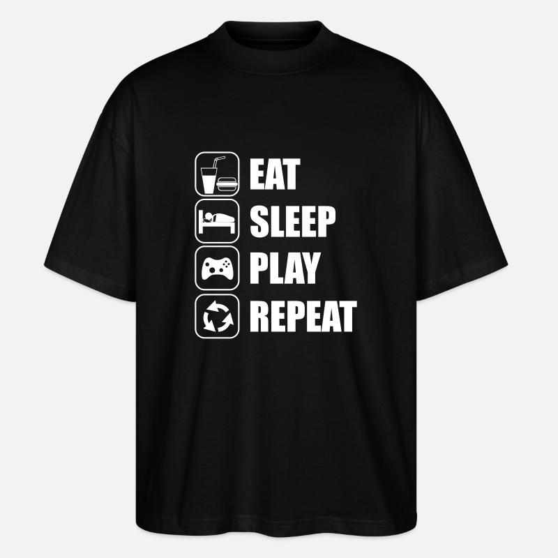 Eat Sleep Play Repeat - Stanley/Stella Oversized Unisex Bio T-Shirt Blaster 2.0 - Schwarz