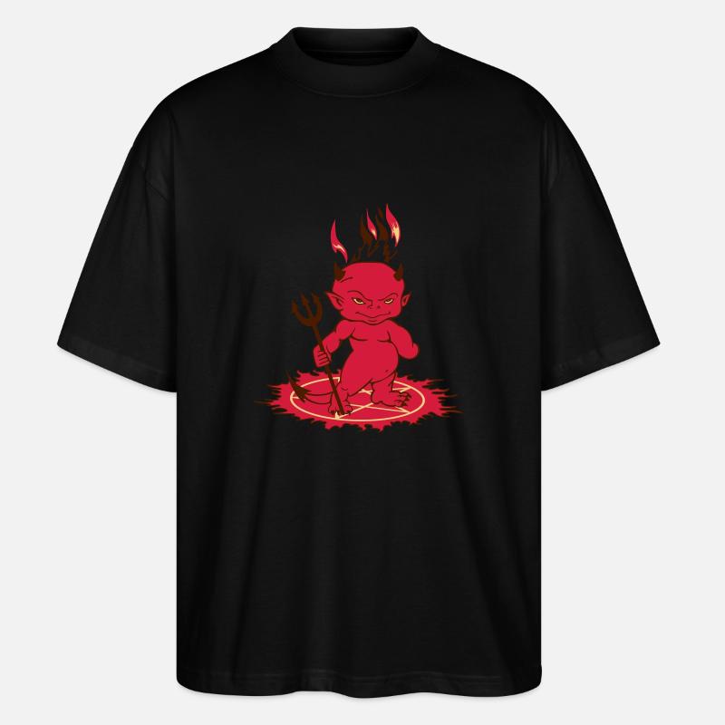 Red Flame Devil - Stanley/Stella Oversized Unisex Bio T-Shirt Blaster 2.0 - Schwarz