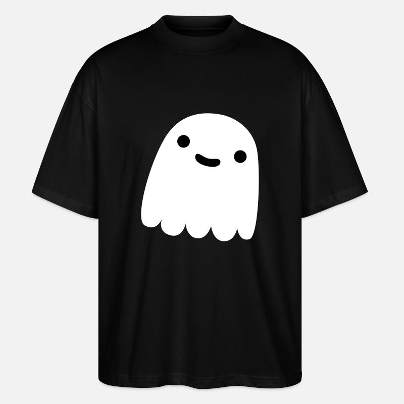 fantôme en blanc souriant - T-shirt bio Blaster 2.0 coupe oversize Stanley/Stella Unisexe - noir