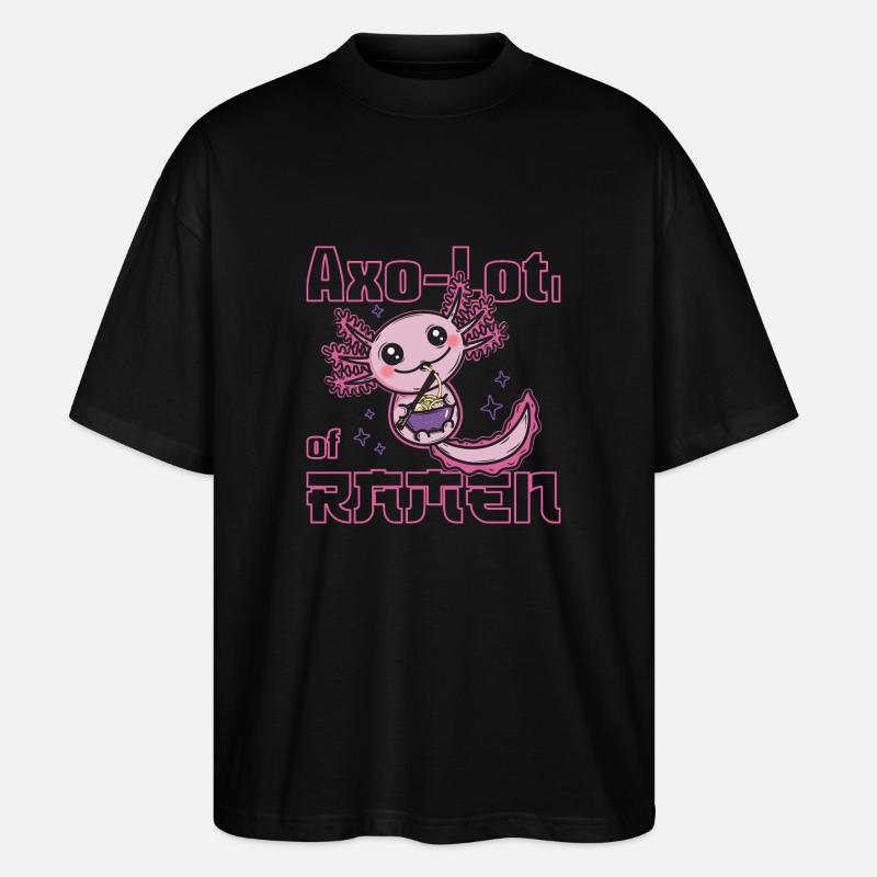 Axolotl mangeant des ramen - T-shirt bio Blaster 2.0 coupe oversize Stanley/Stella Unisexe - noir