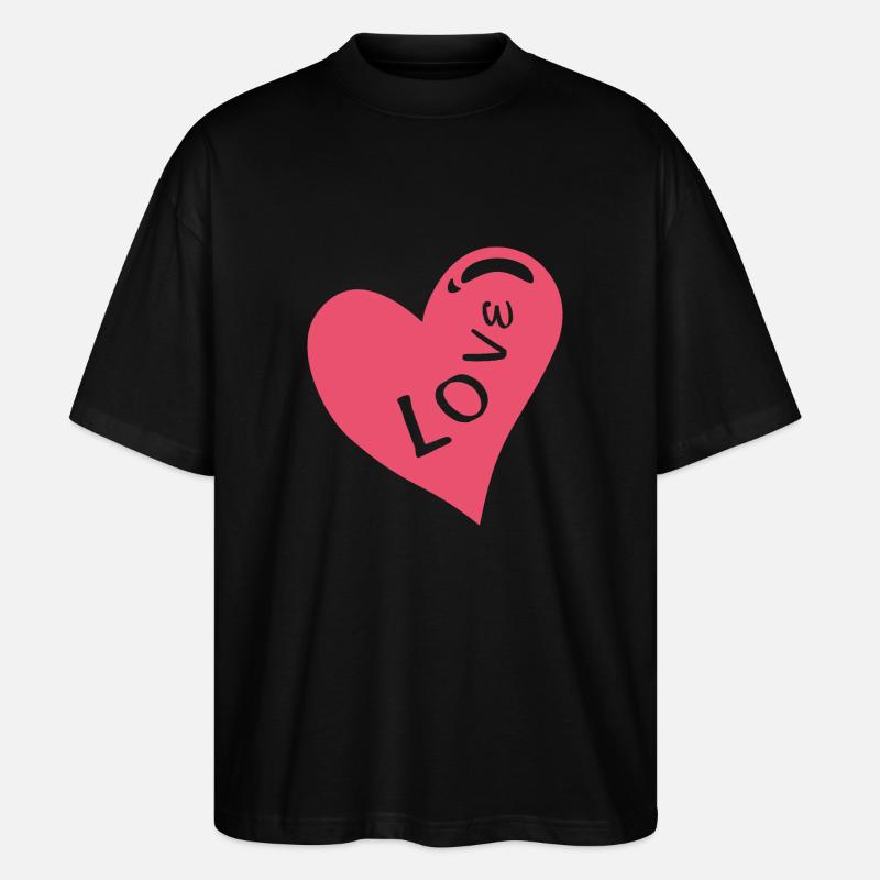 Rosa Herz - Stanley/Stella Oversized Unisex Bio T-Shirt Blaster 2.0 - Schwarz