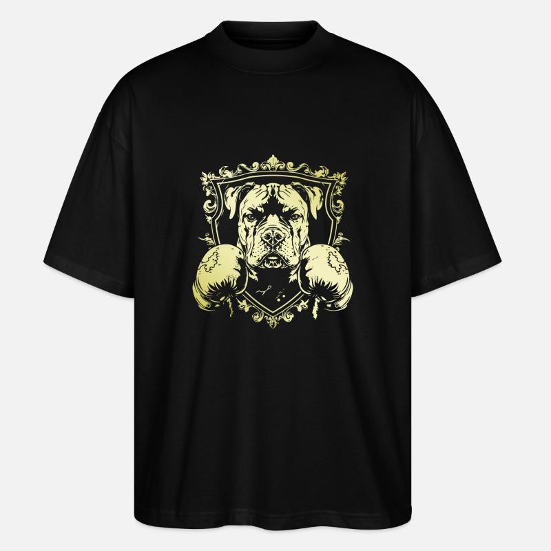 Hund Boxer - Stanley/Stella Oversized Unisex Bio T-Shirt Blaster 2.0 - Schwarz
