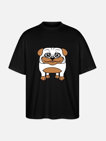 Hund Mops Lille Sød Pik Kærlighed Glad Komisk Sjov - Stanley/Stella Oversize Unisex Øko T-shirt Blaster 2.0 - sort