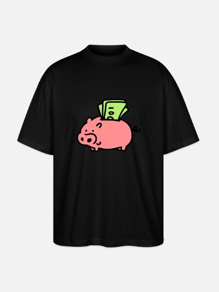 Sparschwein - Scheine 3 - Stanley/Stella Oversized Unisex Bio T-Shirt Blaster 2.0 - Schwarz
