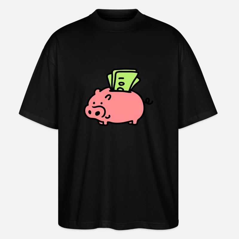 Sparschwein - Scheine 3 - Stanley/Stella Oversized Unisex Bio T-Shirt Blaster 2.0 - Schwarz