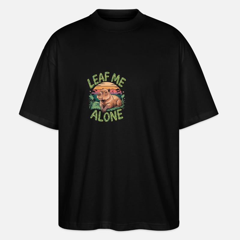 Capybara Leaf me alone - Stanley/Stella Oversized Unisex Organic T-shirt Blaster 2.0 - black