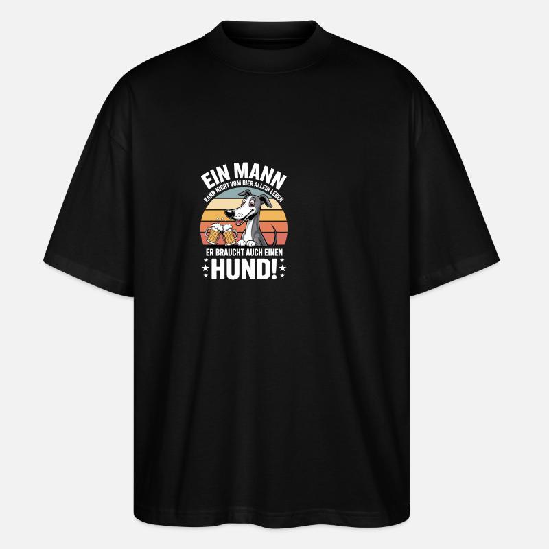 Lustiges Mann Hund Bier - Stanley/Stella Oversized Unisex Bio T-Shirt Blaster 2.0 - Schwarz
