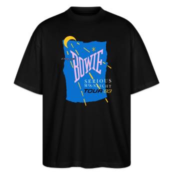 David Bowie Serious Moonlight Tour '83 - Stanley/Stella Oversized Unisex Organic T-shirt Blaster 2.0 - black - Front - Alina (178cm) & Michal (187cm)