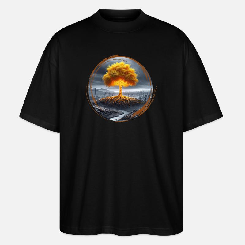 Goldener Baum - Stanley/Stella Oversized Unisex Bio T-Shirt Blaster 2.0 - Schwarz