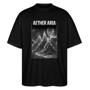 aether aria synthwave design - streetwear - Stanley/Stella Oversized Unisex Organic T-shirt Blaster 2.0 - black - Front - Alina (178cm) & Michal (187cm)