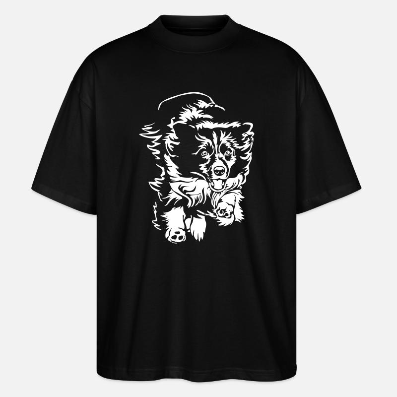 Border Collie « Black Edition » - T-shirt bio Blaster 2.0 coupe oversize Stanley/Stella Unisexe - noir