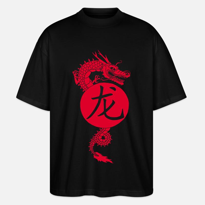 chinesischer roter drache - Stanley/Stella Oversized Unisex Bio T-Shirt Blaster 2.0 - Schwarz