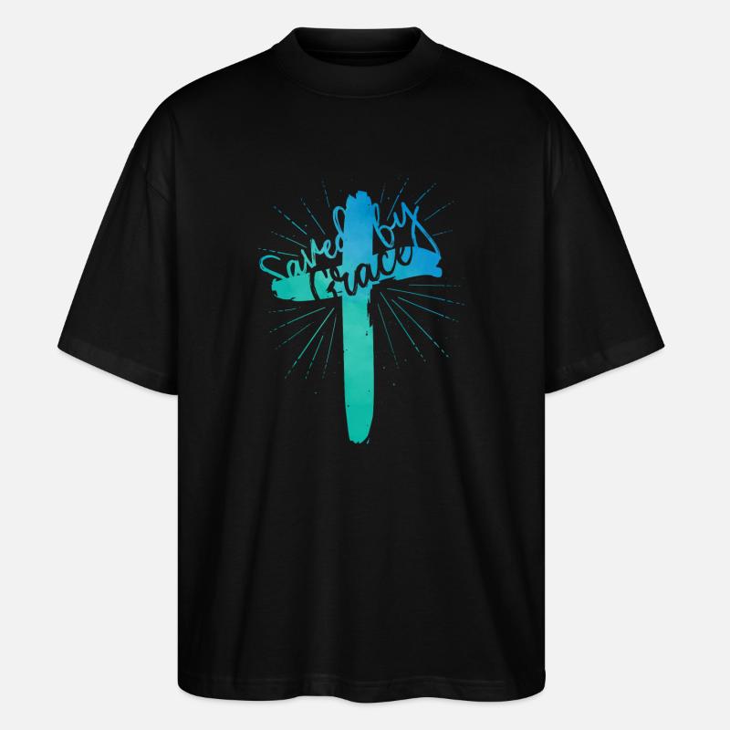 Saved by Grace - Stanley/Stella Oversized Unisex Bio T-Shirt Blaster 2.0 - Schwarz