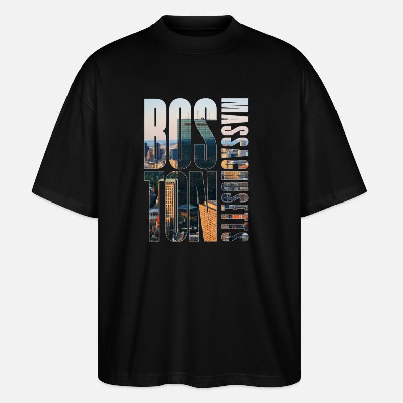 Boston Downtown Skyline Motiv - Stanley/Stella Oversized Unisex Bio T-Shirt Blaster 2.0 - Schwarz