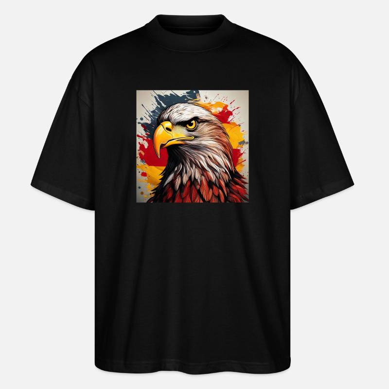 Eagle Head Art Spray Explosion - Stanley/Stella Oversized Unisex Organic T-shirt Blaster 2.0 - black