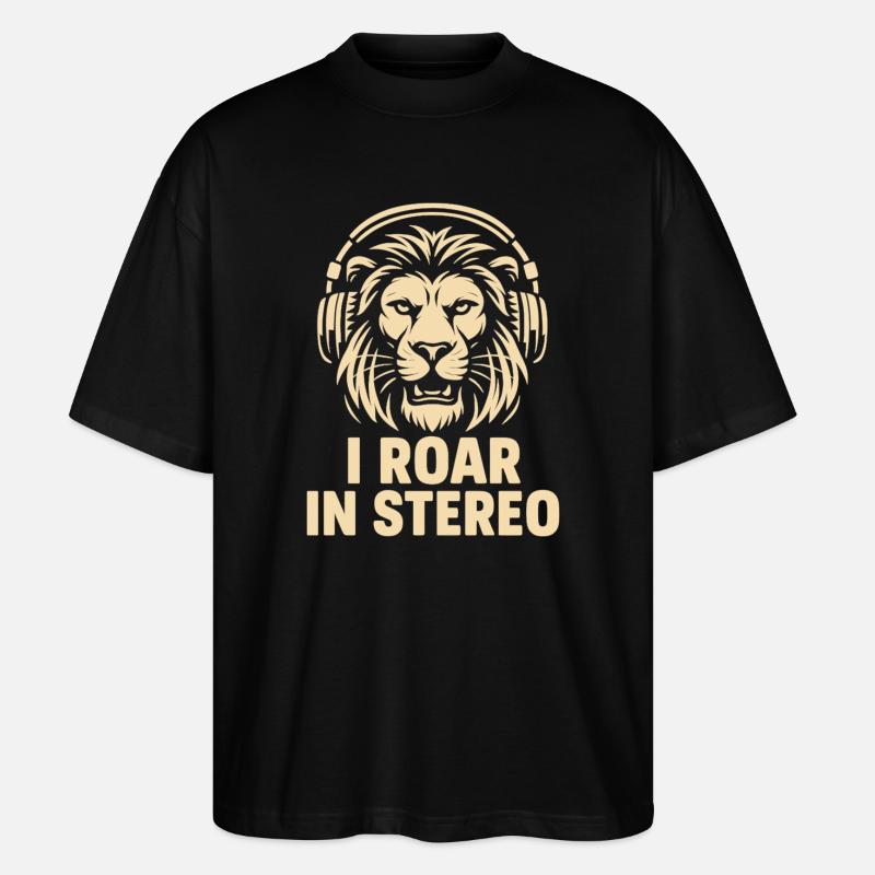 Tête de lion avec écouteurs - T-shirt bio Blaster 2.0 coupe oversize Stanley/Stella Unisexe - noir