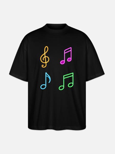 Neon Sheet Music – Music Vibes - Stanley/Stella Oversized Unisex Organic T-shirt Blaster 2.0 - black