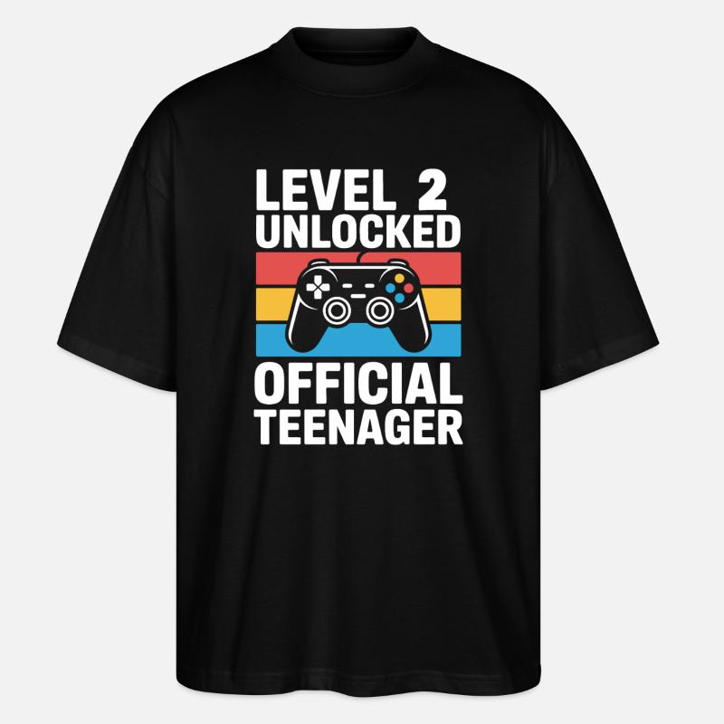 Joueur d’anniversaire débloqué niveau 2 - T-shirt bio Blaster 2.0 coupe oversize Stanley/Stella Unisexe - noir