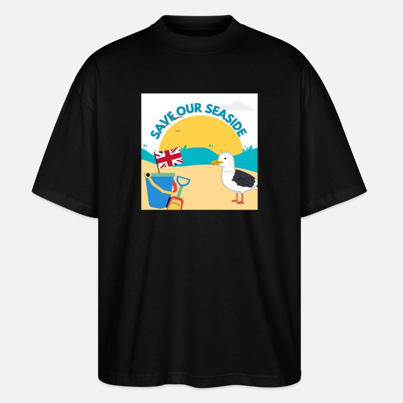 Rettet unsere Küstenillustration - Stanley/Stella Oversized Unisex Bio T-Shirt Blaster 2.0 - Schwarz