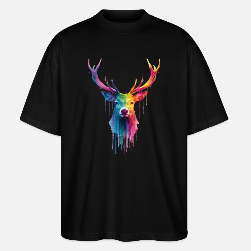 Hirsch Reh Geweih - Stanley/Stella Oversized Unisex Bio T-Shirt Blaster 2.0 - Schwarz