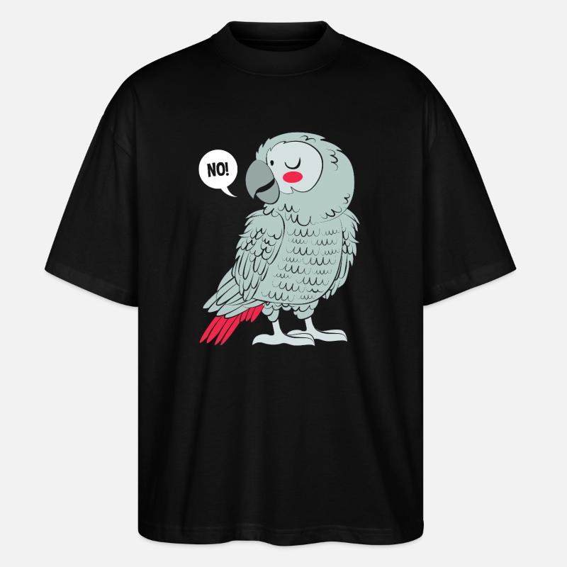 Papagei Grau Graupapagei - Stanley/Stella Oversized Unisex Bio T-Shirt Blaster 2.0 - Schwarz