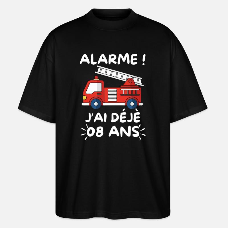 Camion Pompier 8 Ans, Anniversaire - T-shirt bio Blaster 2.0 coupe oversize Stanley/Stella Unisexe - noir