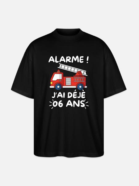 Fire Truck, 06 Year Old Birthday - Stanley/Stella Oversized Unisex Organic T-shirt Blaster 2.0 - black