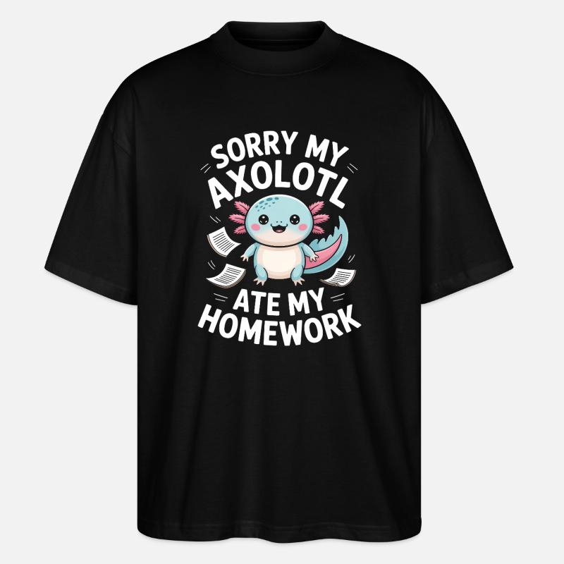 Axolotl Ate My Homework - Stanley/Stella Oversized Unisex Organic T-shirt Blaster 2.0 - black