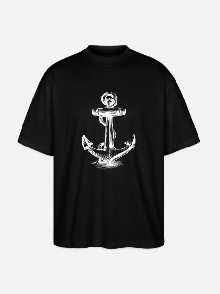 Anchored Brush Nautical Anchor - Stanley/Stella Oversized Unisex Organic T-shirt Blaster 2.0 - black