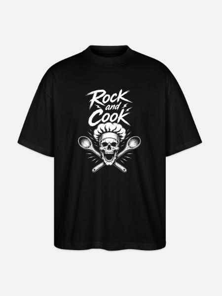 Rock and Cook Skull Chef - Stanley/Stella Oversized Unisex Organic T-shirt Blaster 2.0 - black