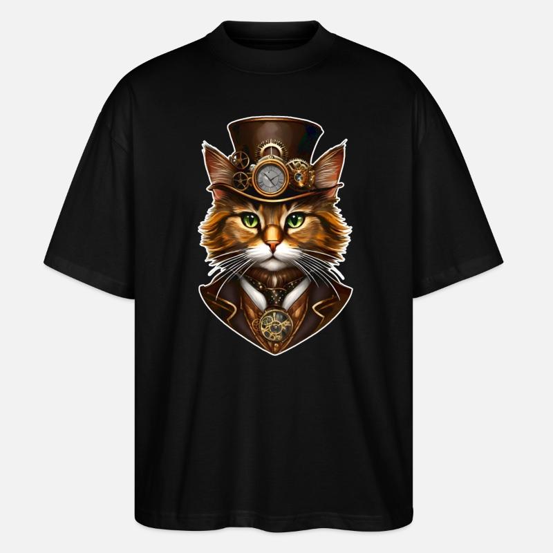 Cool Steampunk Cat - Stanley/Stella Oversized Unisex Organic T-shirt Blaster 2.0 - black
