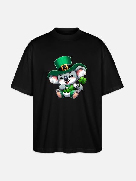 St. Patrick's Day Koala Cartoon - Stanley/Stella Oversized Unisex Organic T-shirt Blaster 2.0 - black