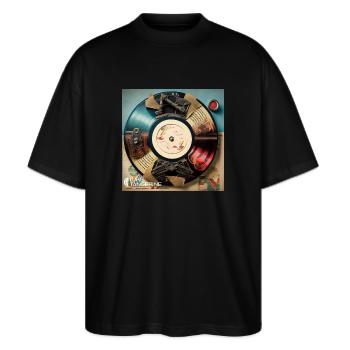 Pin-up Vinyle - T-shirt bio Blaster 2.0 coupe oversize Stanley/Stella Unisexe - noir - Devant - Alina (178cm) & Michal (187cm)